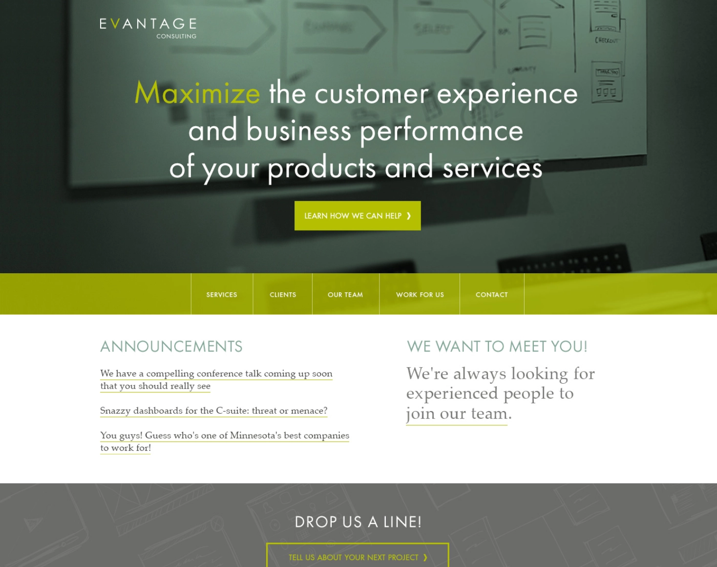 A website for Evantage Consulting, featuring a modern design with a focus on technology and innovation, along with the title 'Evantage Consulting'